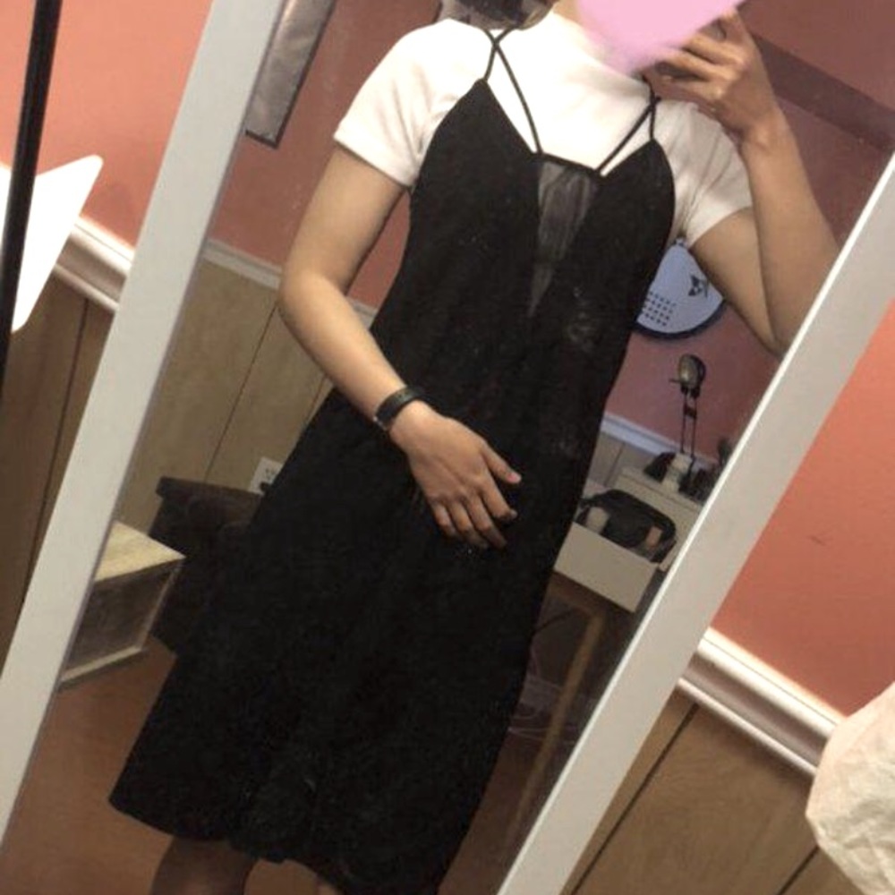 Black front cut out dress